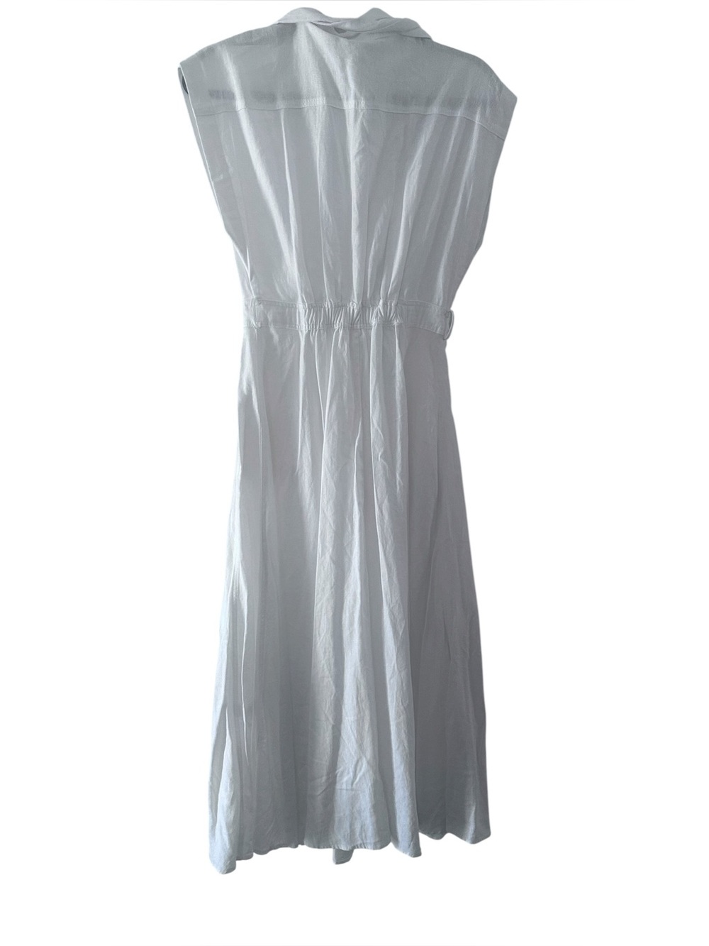 Zara White Button-Front Belted Poplin Maxi Dress - Picture 4 of 10